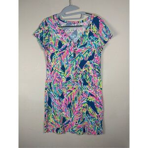 Lilly Pulitzer Palmira V-Neck T-Shirt Dress Short Sleeve Knee Length Sz M